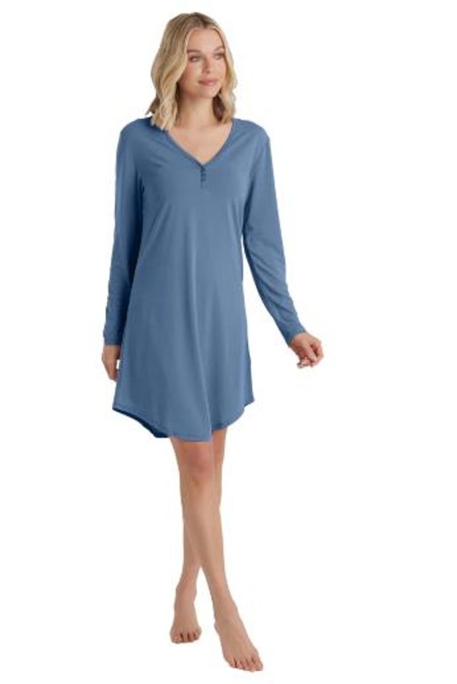 Clothing SOFTIES | Quinn Y-Neck Henley Sleepshirt